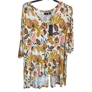 Rachel Zoe white floral v-neck top